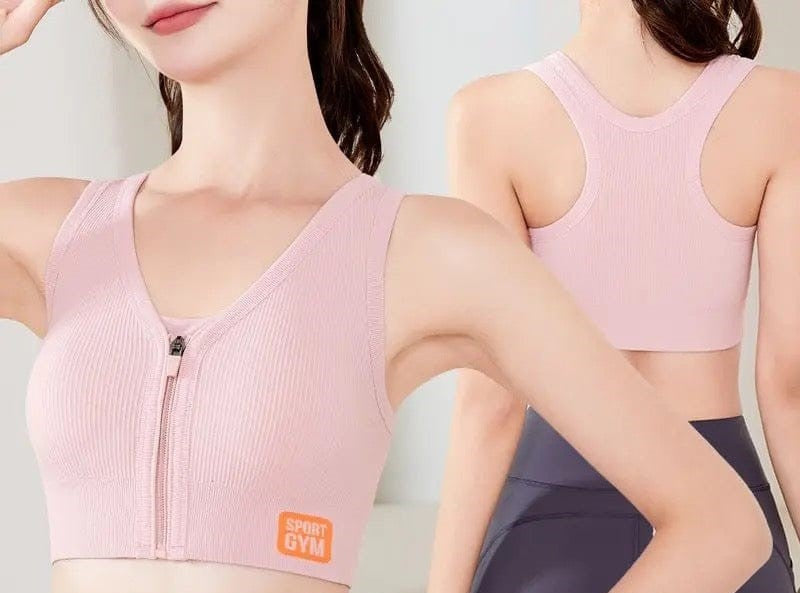 Front-zip sports bra