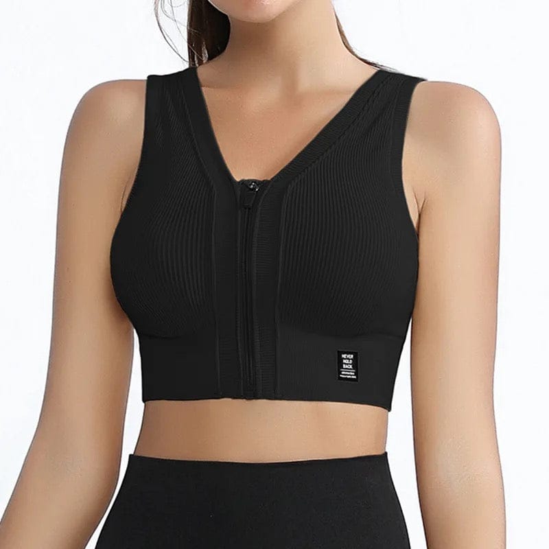 Front-zip sports bra