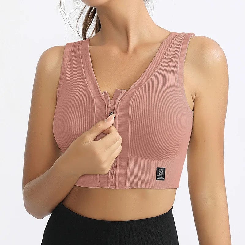 Front-zip sports bra