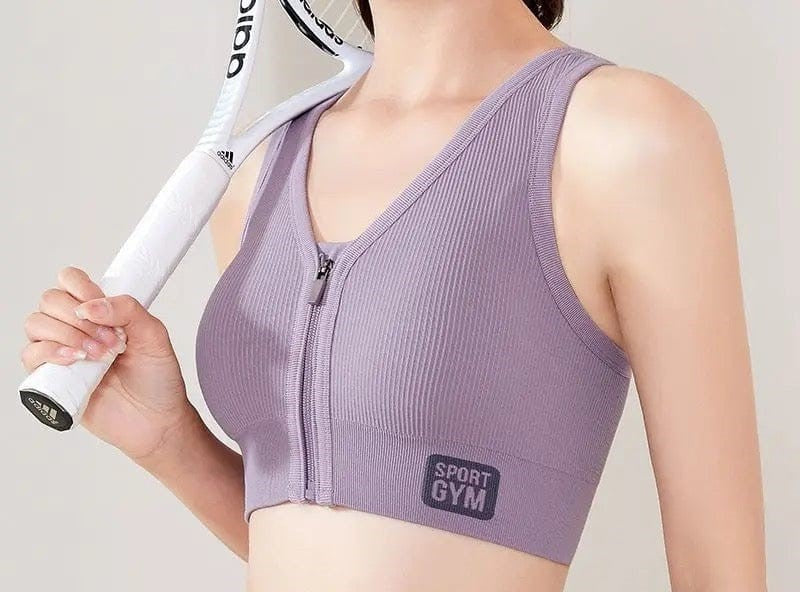 Front-zip sports bra